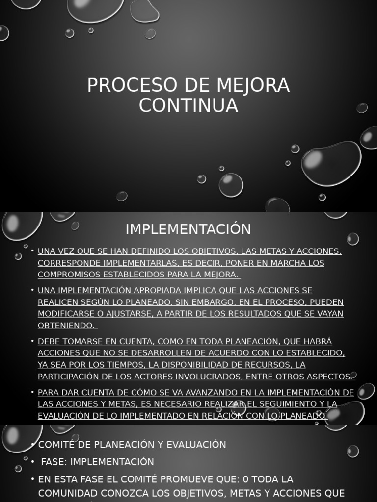 Proceso de Mejora Continua Implementación | PDF