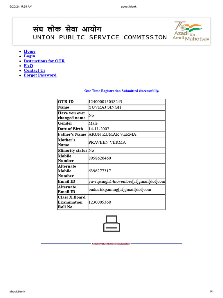 OTR Registration | PDF