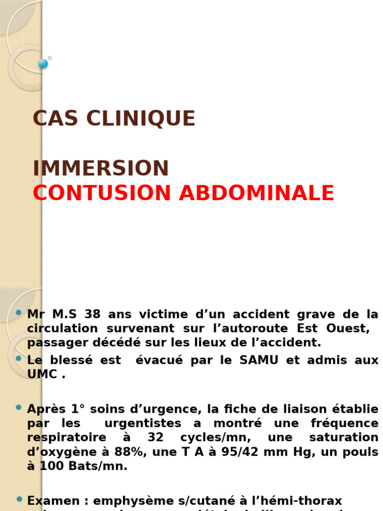 Cas Clinique (Contusion Abdominale Immersion) | PDF