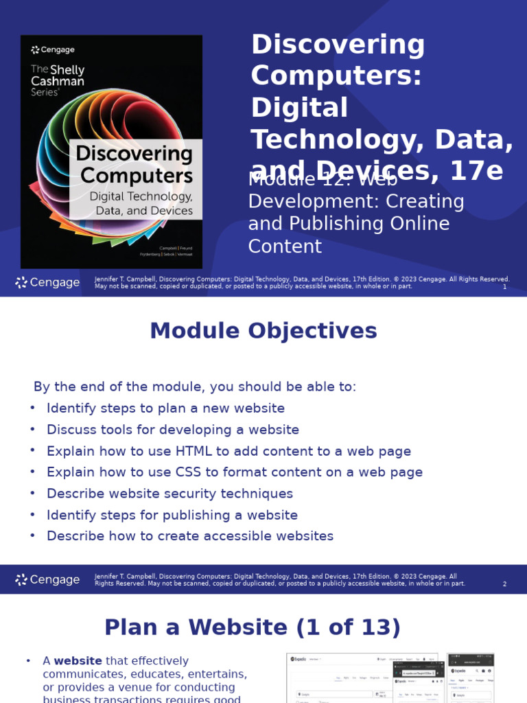 Web Development in Discovering Computers | PDF | Html Element | Websites