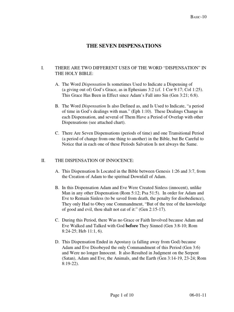 Basic-10 The Seven Dispensations | PDF