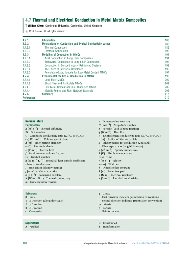 Thermal and Electrical Conduction in Metal Matrix Composites | PDF
