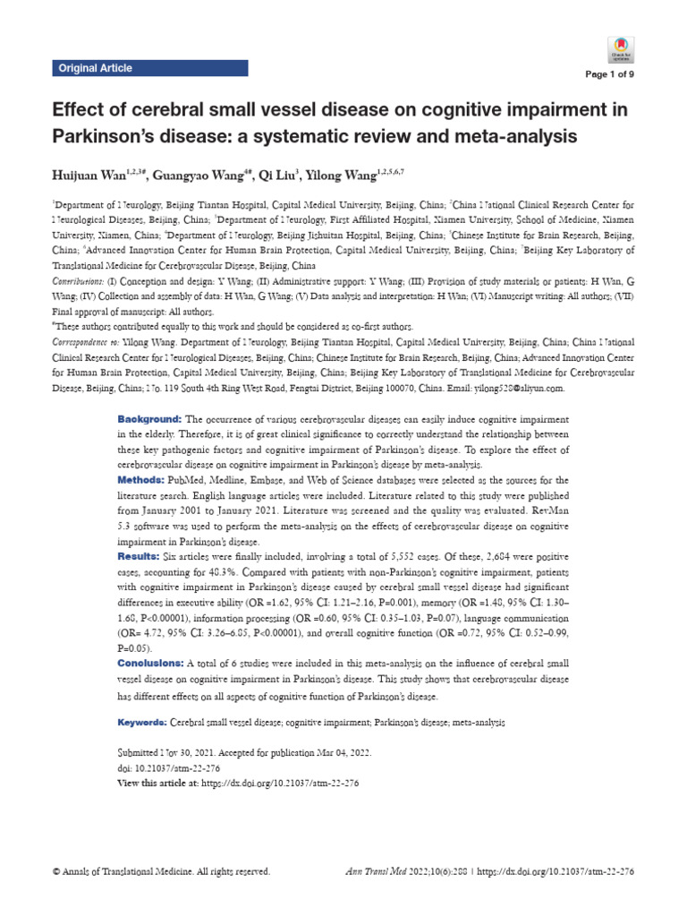2022 Effect of Cerebral Small Vessel Disease On Cognitive Impairment in ...