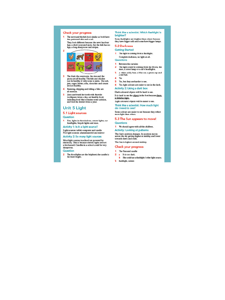 Cambridge Science 2 Answers Unit 5 | PDF