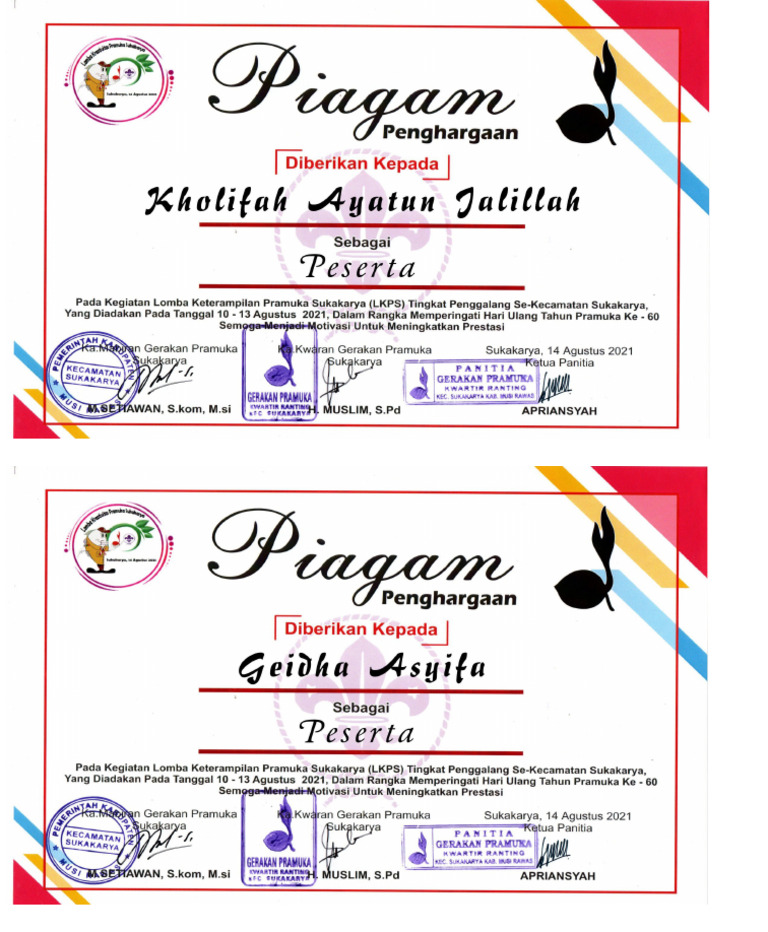 Piagam Pramuka | PDF