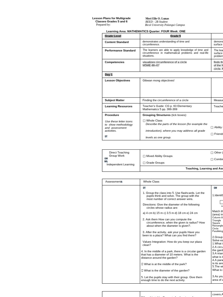BEED 2B Science Lesson Plans For Multigrade Classes | PDF