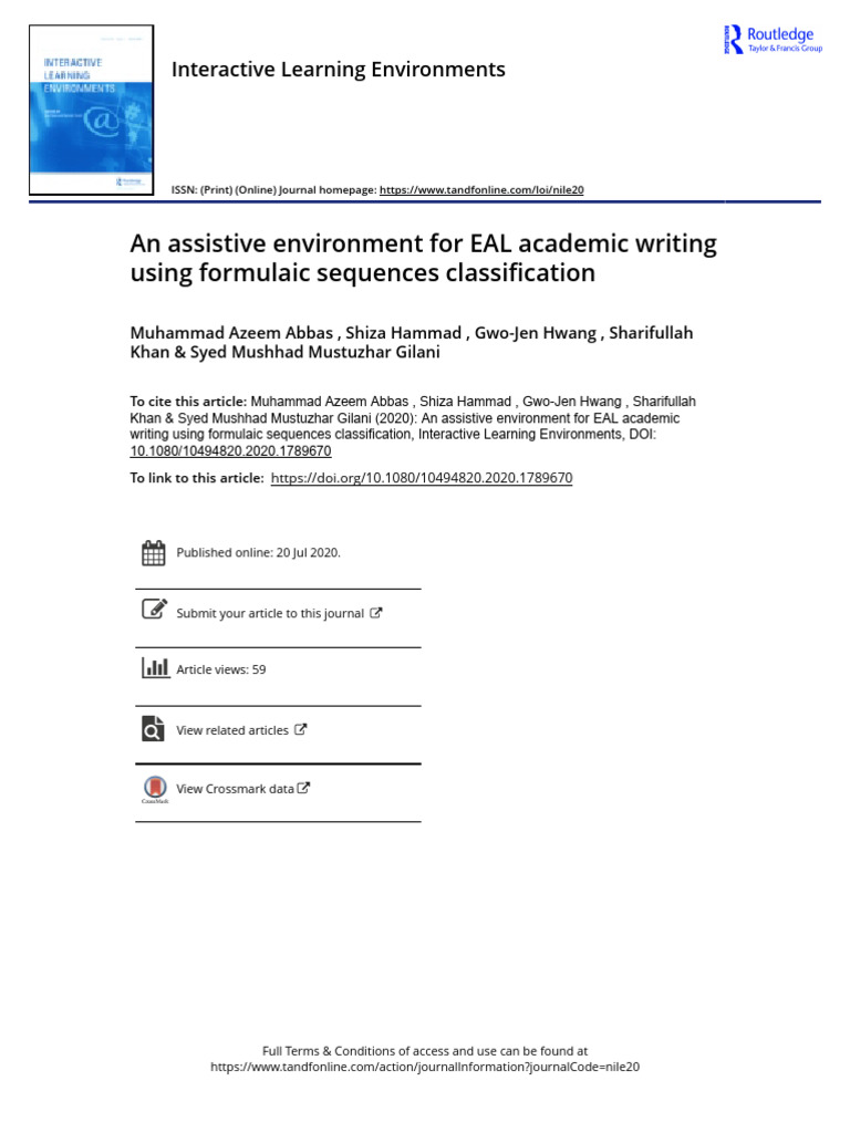 An Assistive Environment For EAL Academic Writing Using Formulaic ...