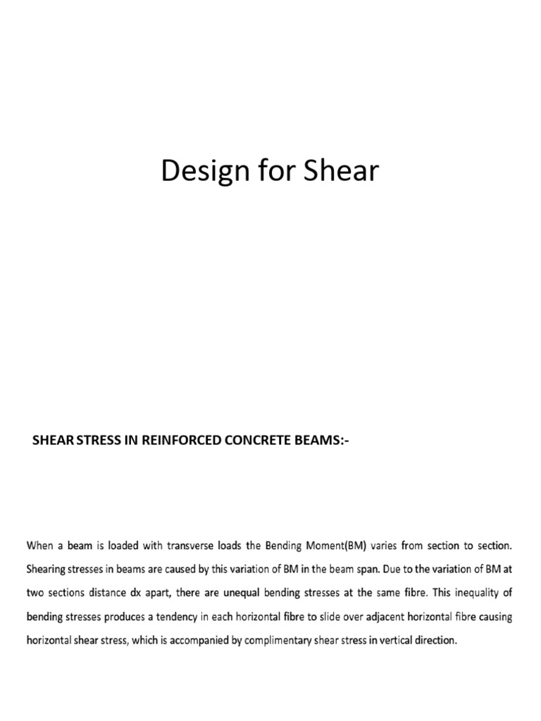 Shear Stress and Design in Concrete Beams | PDF | Strength Of Materials ...