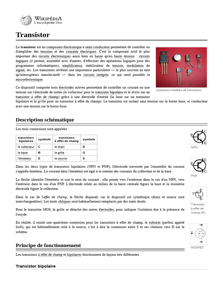 Transistor: Description Schématique | PDF