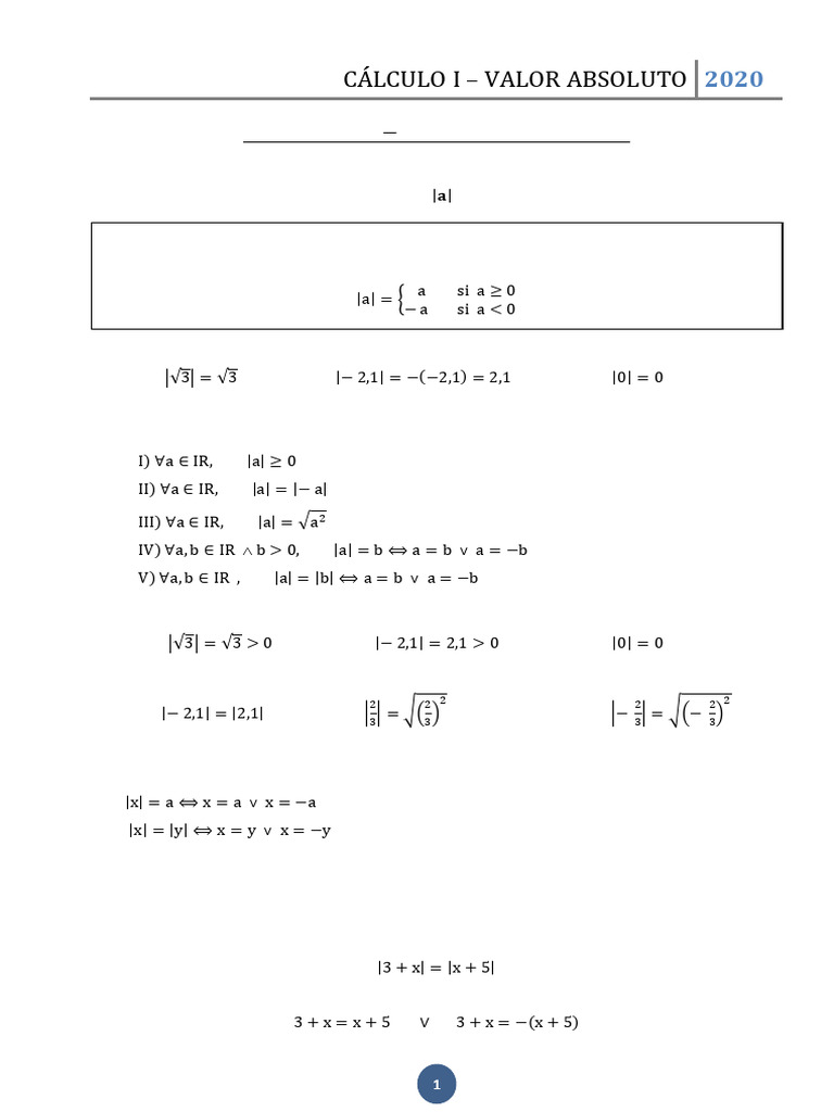 Calculo I - Valor Absoluto-2020 | PDF