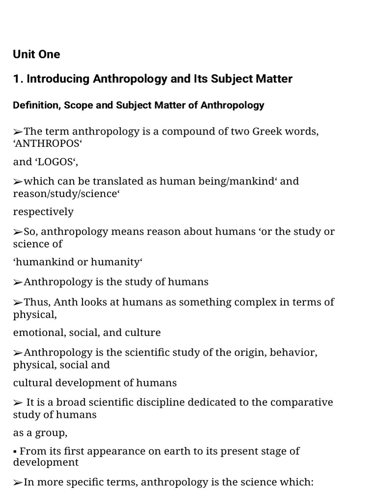 Anthropology Chapter One Pdf