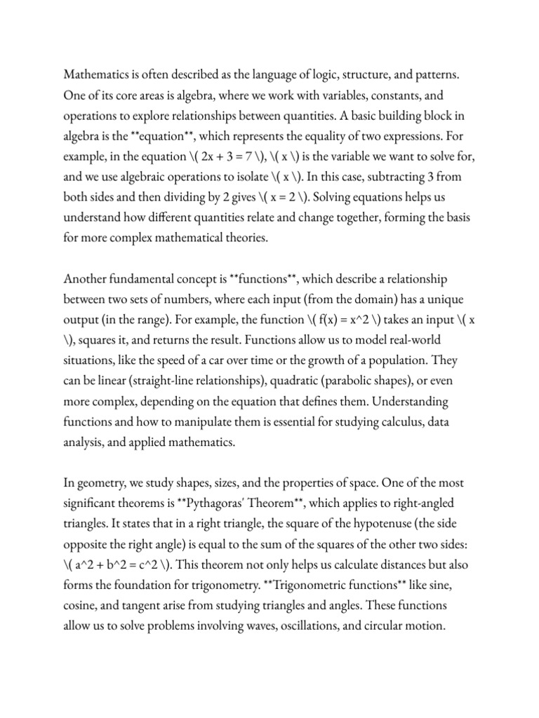 Maths Class Notes | PDF