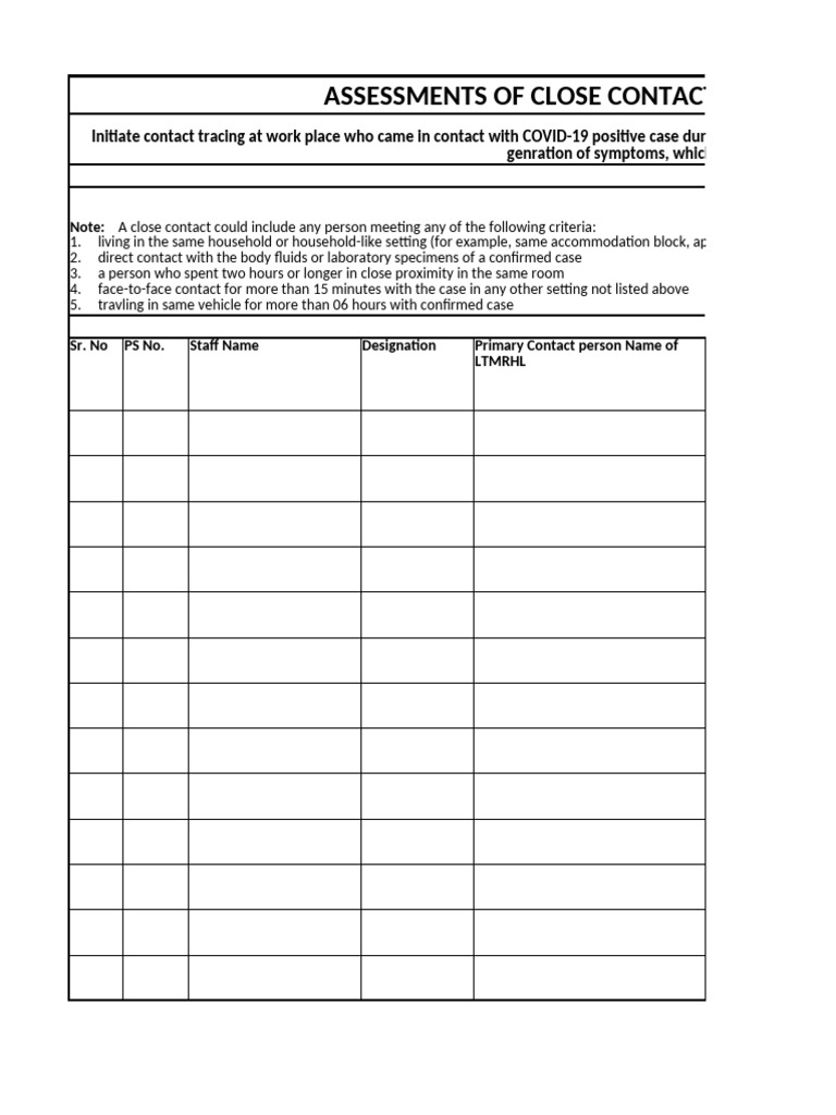 Contact Tracing for COVID-19 Exposure | PDF