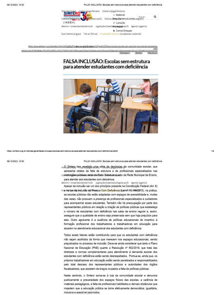 FALSA INCLUSÃO - Escolas Sem Estrutura para Atender Estudantes Com ...