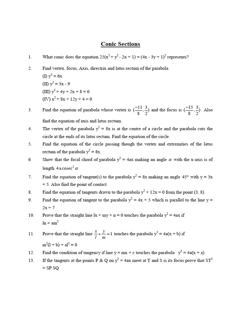 Conic Sections | PDF