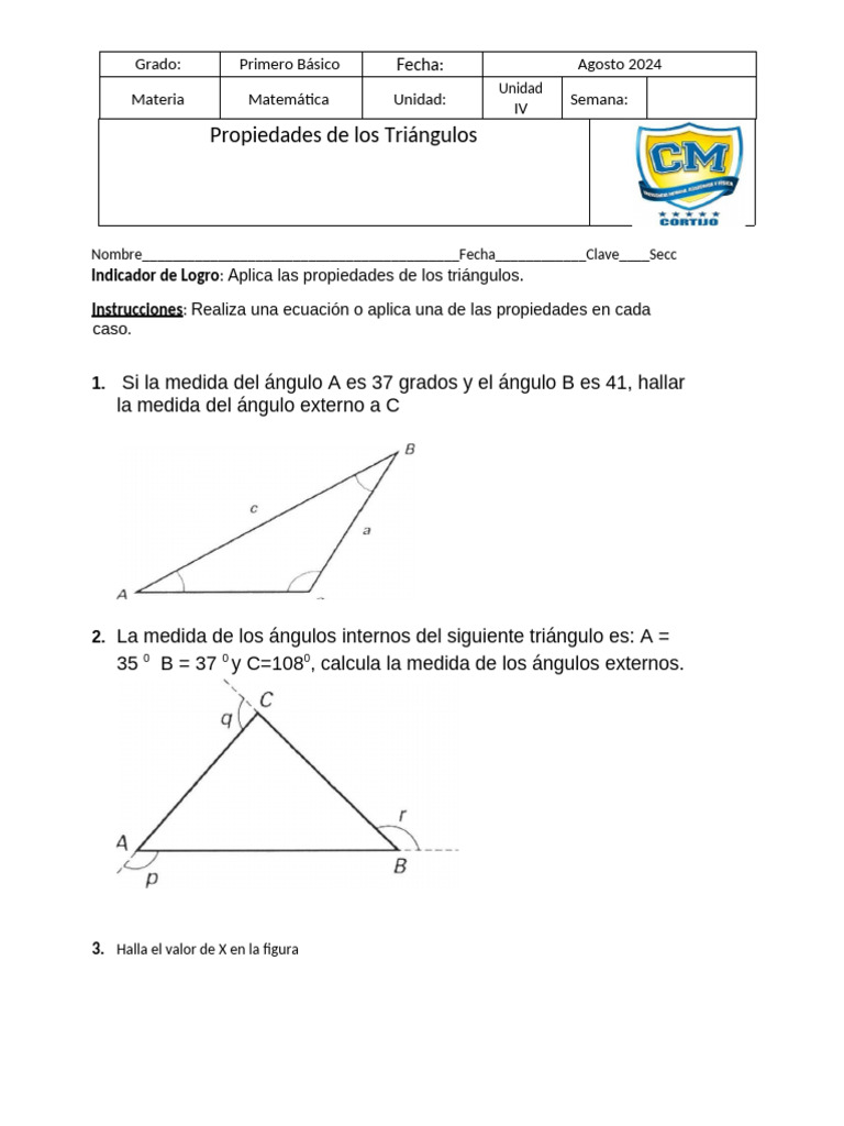 TI Propiedades de Los Triángulos 1 | PDF