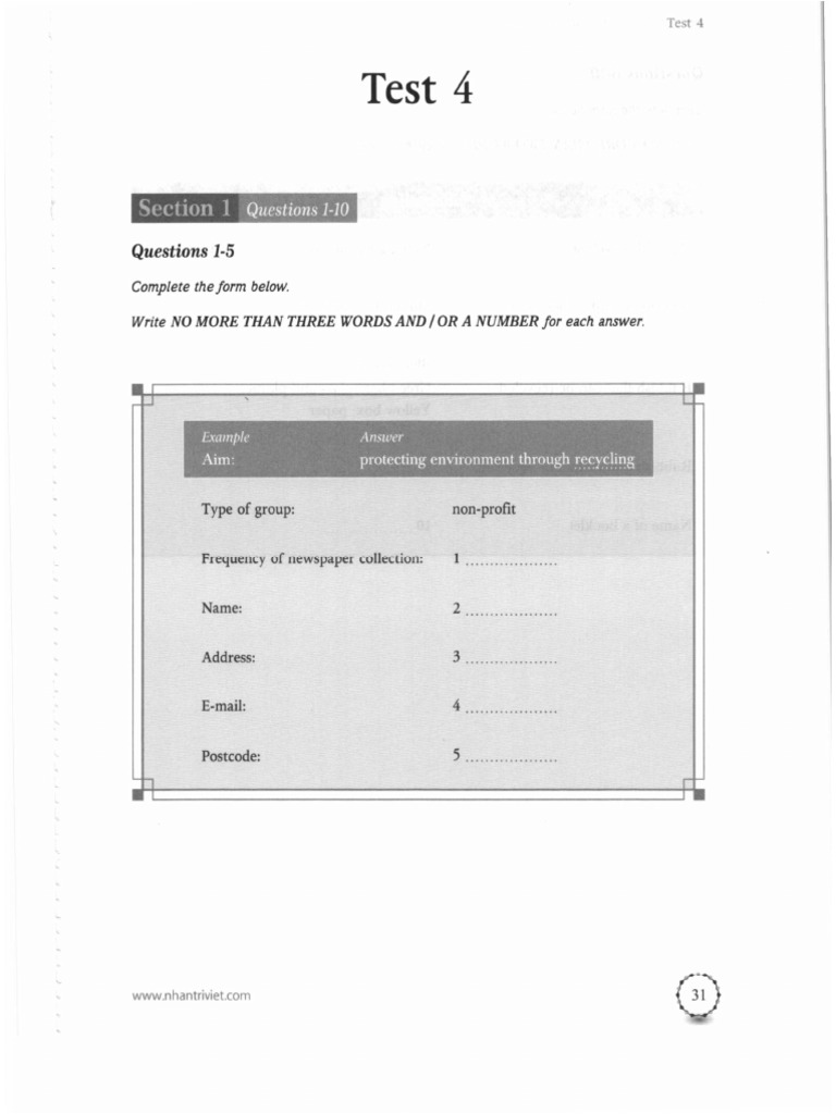Listening test 4 pdf