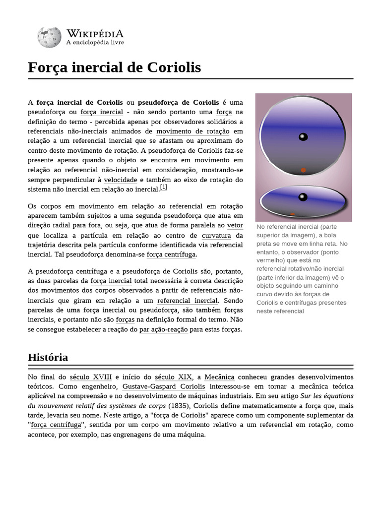 Força Inercial de Coriolis | PDF