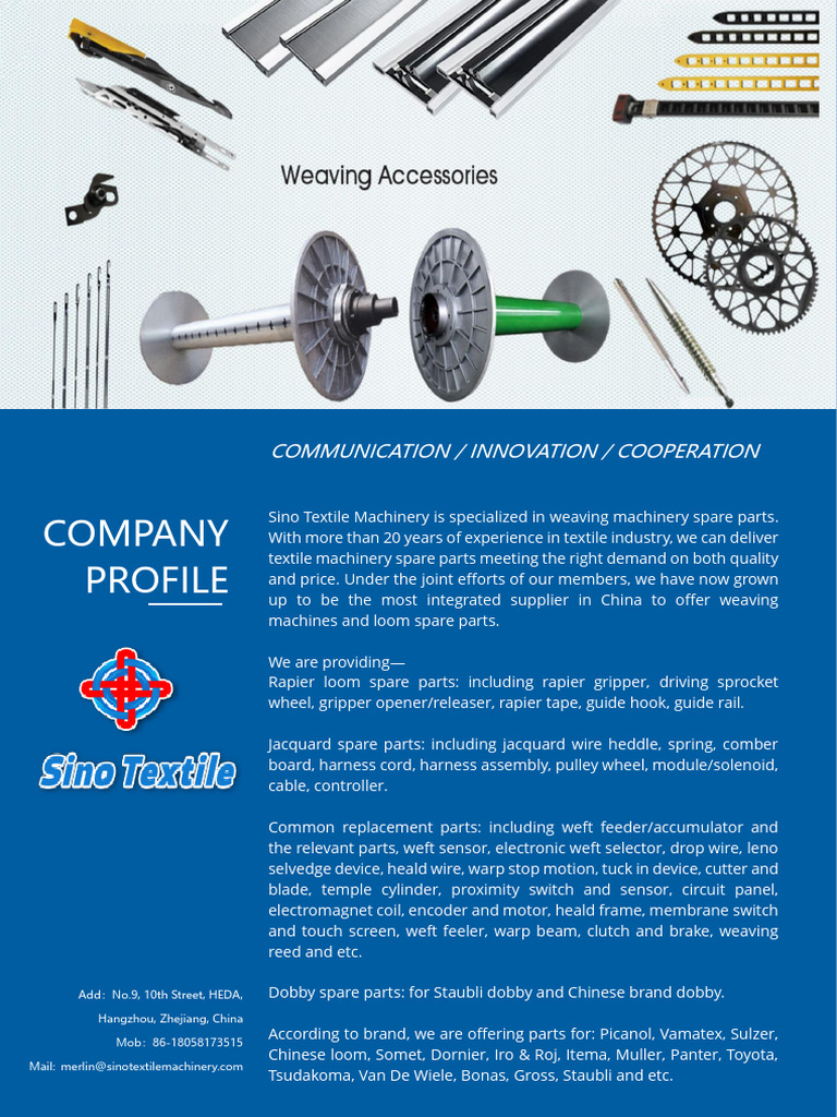 Weaving Machinery Spare Parts Overview | PDF | Loom | Weaving