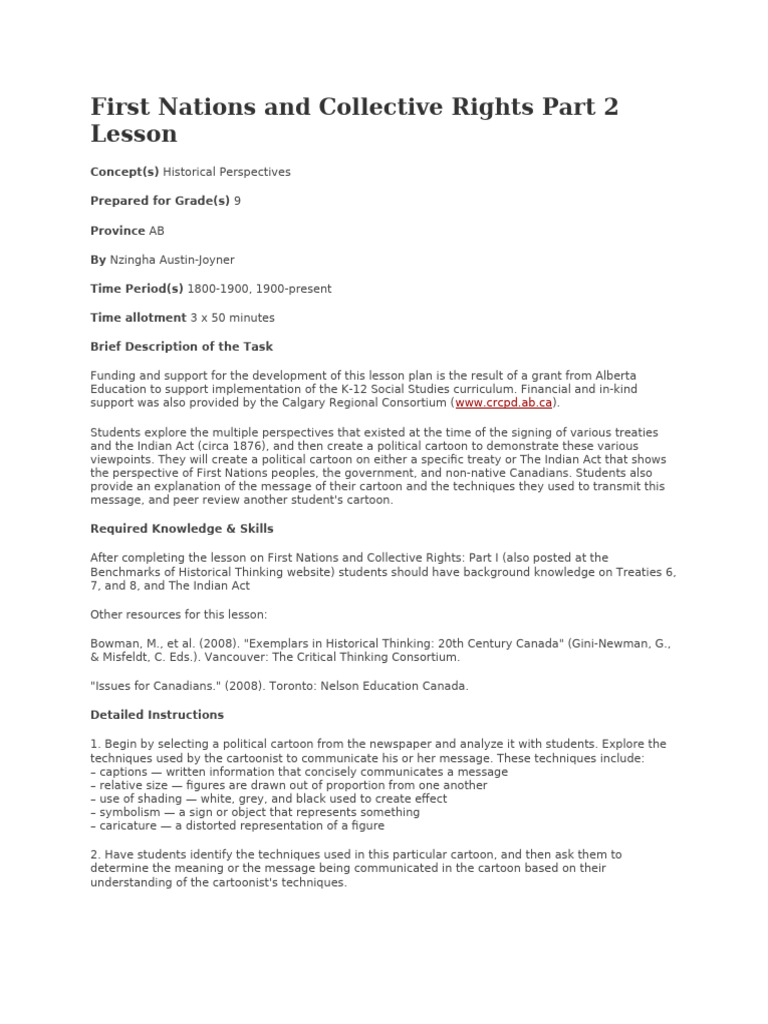 First Nations and Collective Rights Part 2 Lesson | PDF | Thought ...