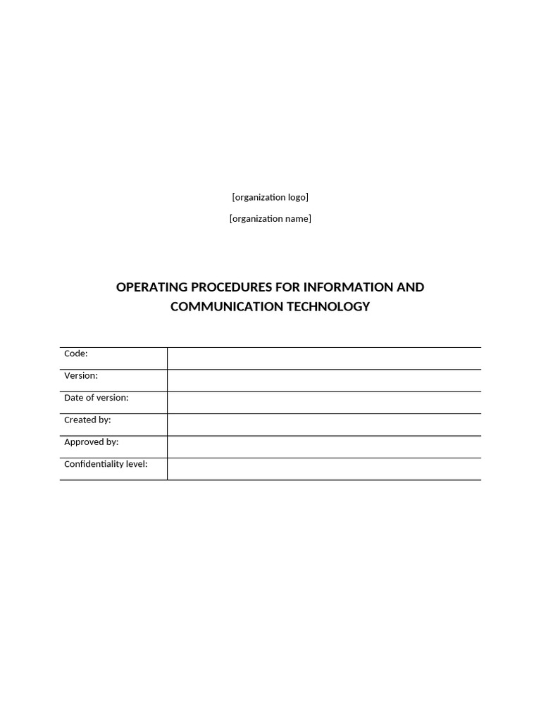 Operating Procedures For Information and Communication Technology ...