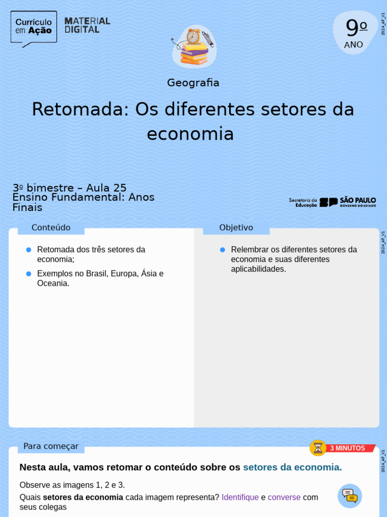 Aula 25 - Retomada Os Diferentes Setores Da Economia | PDF