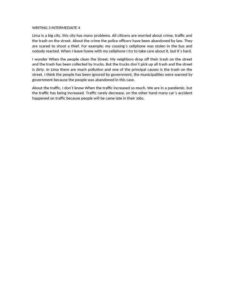 Writing 3 Intermediate 4 | PDF