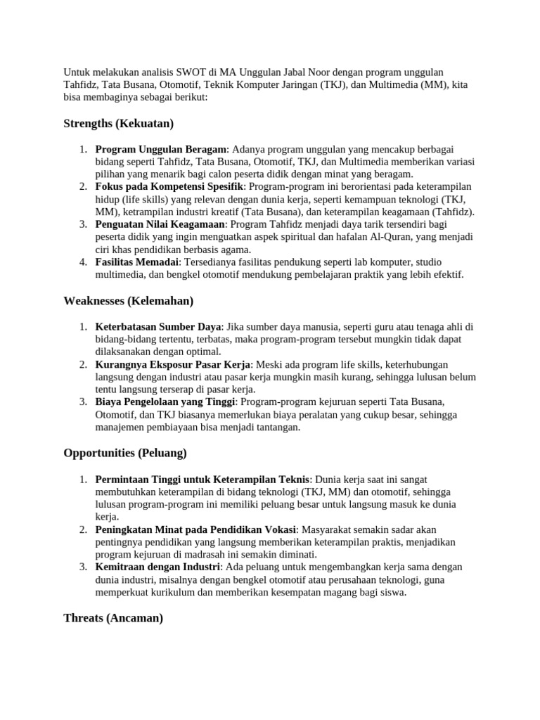 Analisis swot pdf