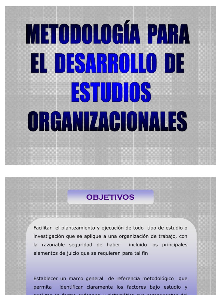 Metodologia Para El Desarrollo de Estudios Organizacionales