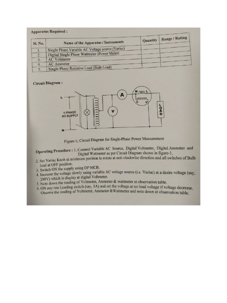 Lab Manual - 1 Phase Power BEE | PDF