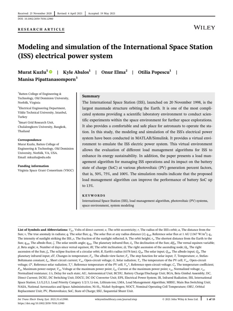 Modeling and Simulation of The International Space | PDF