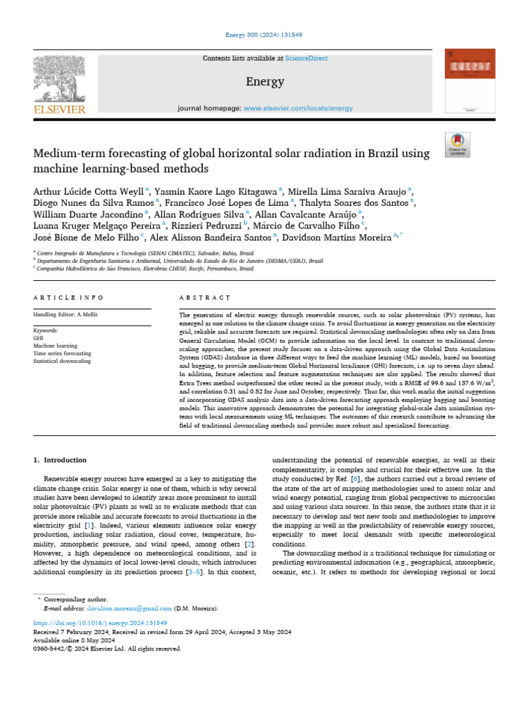 Medium-Term Forecasting of Global Horizontal Solar Radiation in Brazil ...