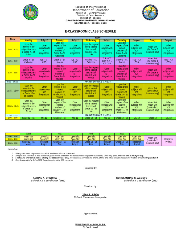 eclassroom-schedule-pdf