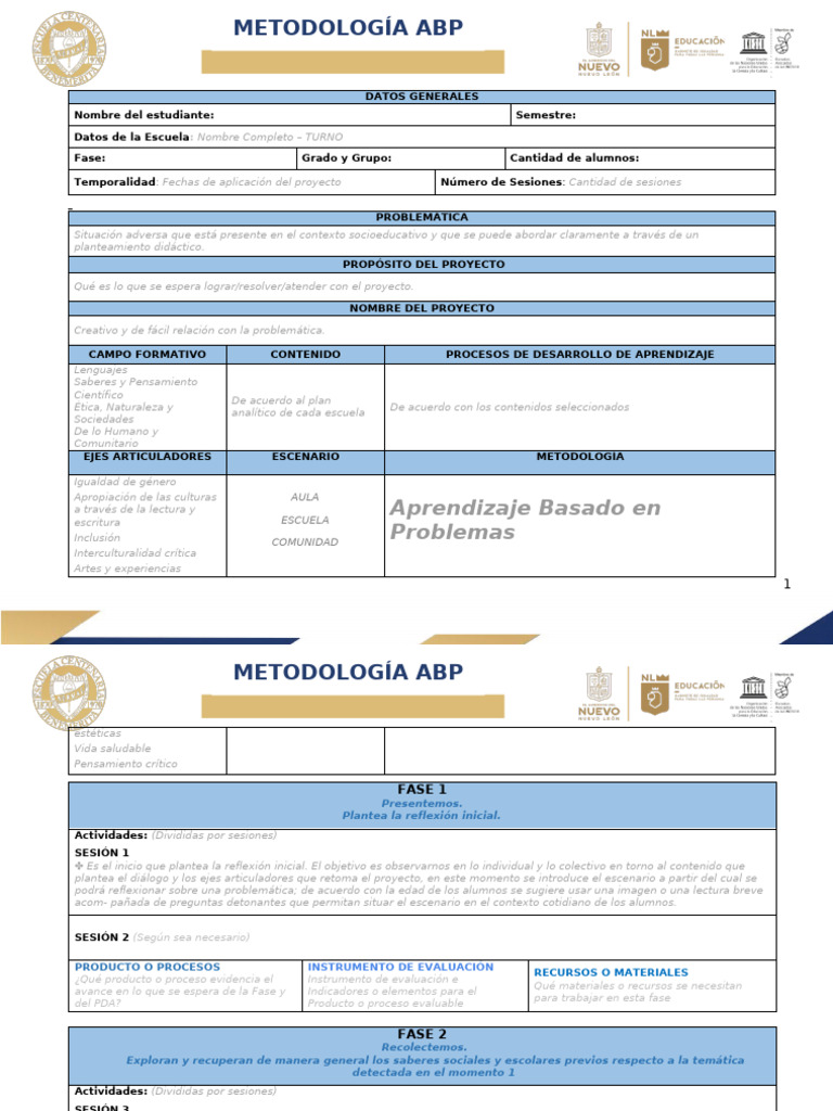 Formato de Planeación - ABP - ENMFM 3.1 | PDF