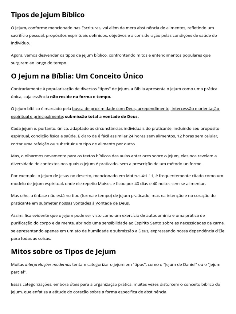 Tipos de Jejum Bíblico | PDF