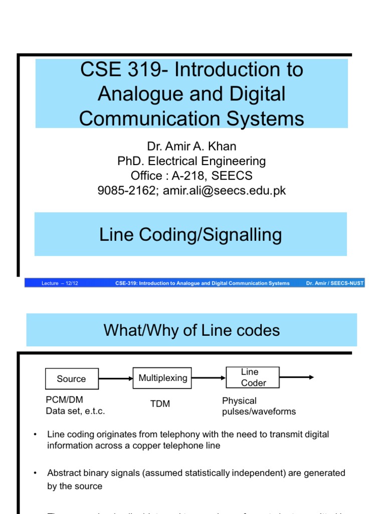 Line Coding | PDF | Data Transmission | Signal Processing