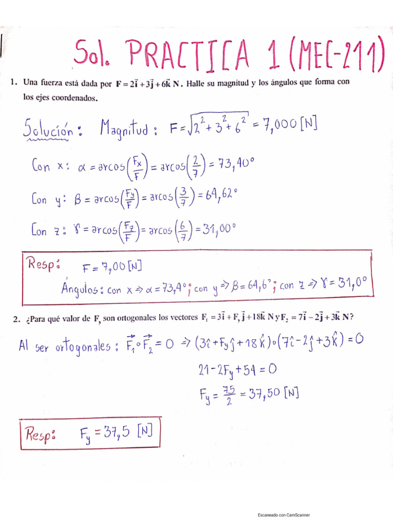 Sol. Practica 1 Mec-211 | PDF
