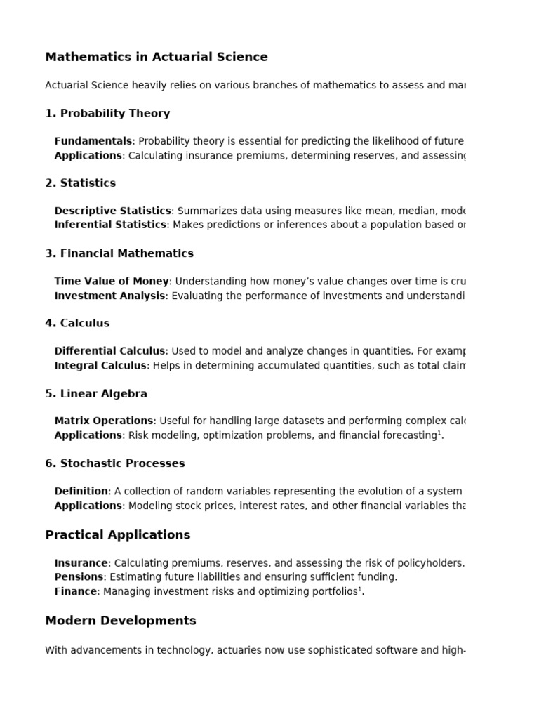 Mathematics in Acturial Science | PDF