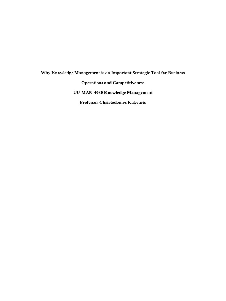 Why knowledge management is an important strategic tool for business