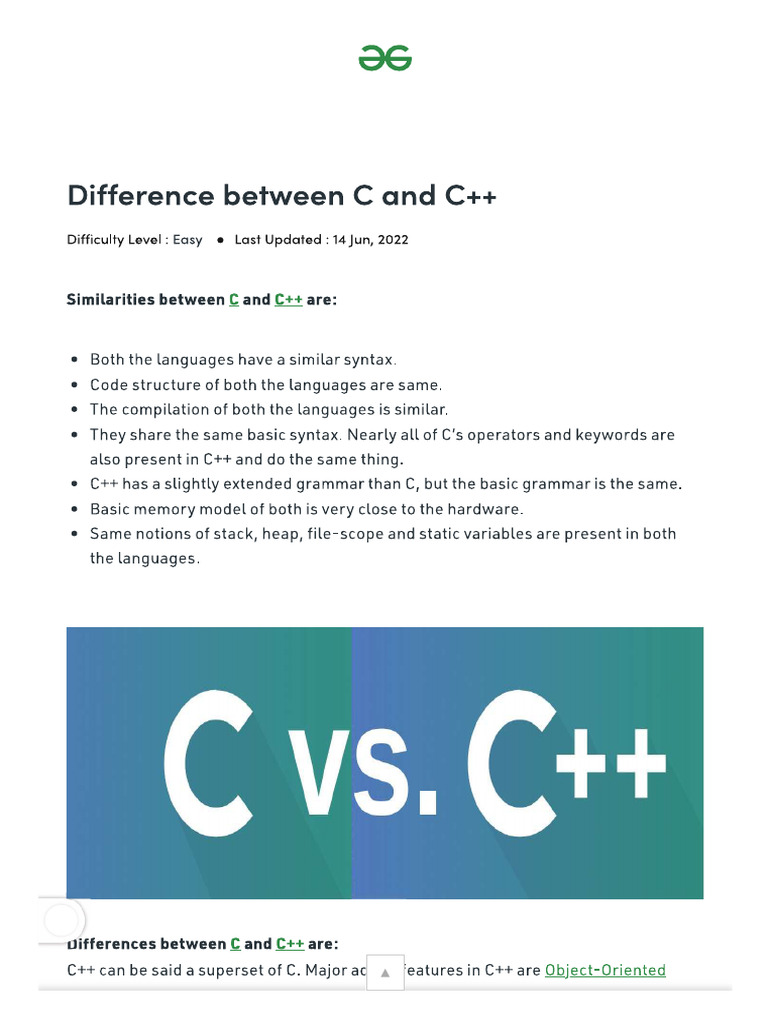 Differences C&CPP | PDF