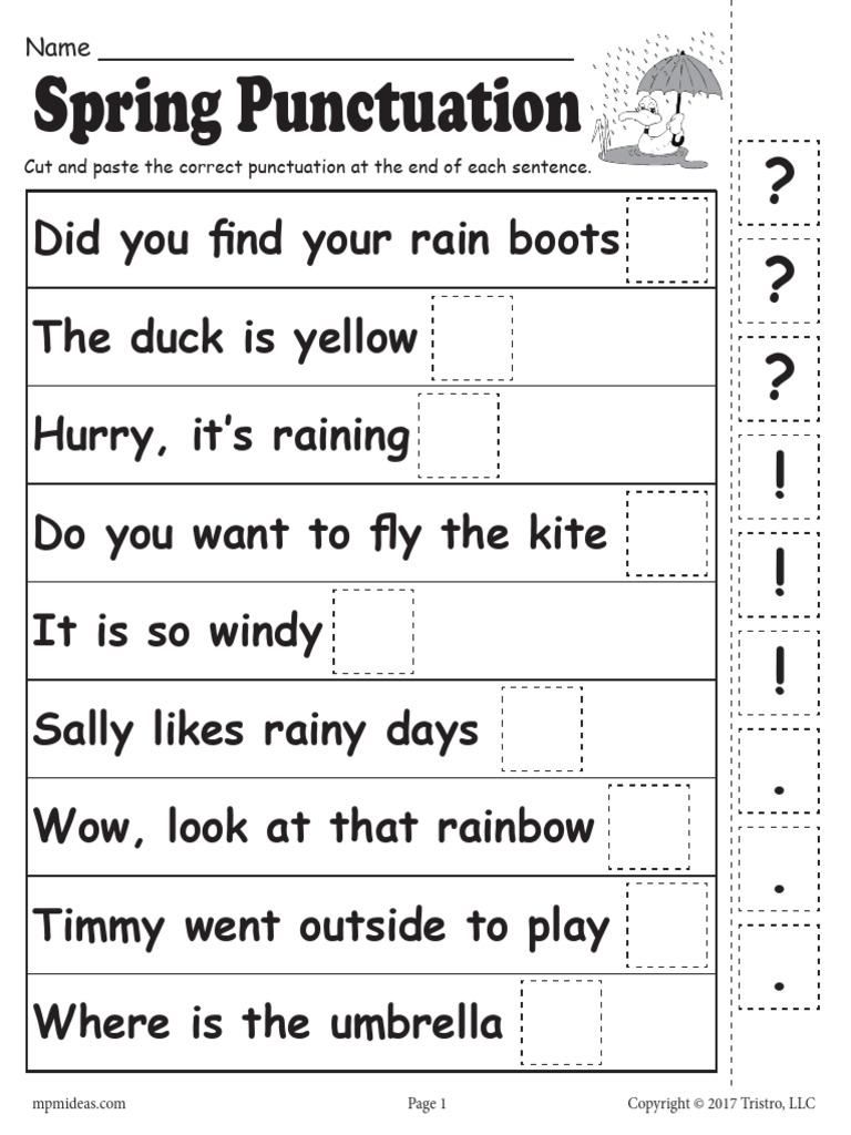 Spring Punctuation Worksheet Pdf