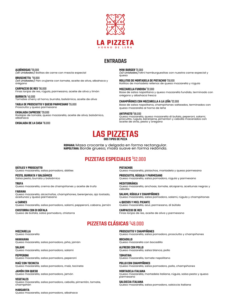 Menu La Pizzeta | PDF