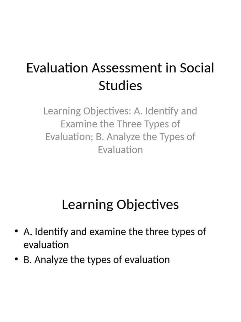 Evaluation Assessment Social Studies PDF