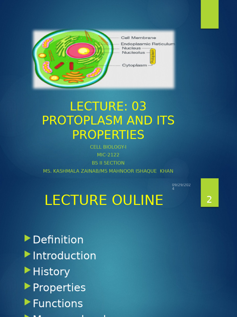 Protoplasm: Definition and Properties | PDF | Cell (Biology ...