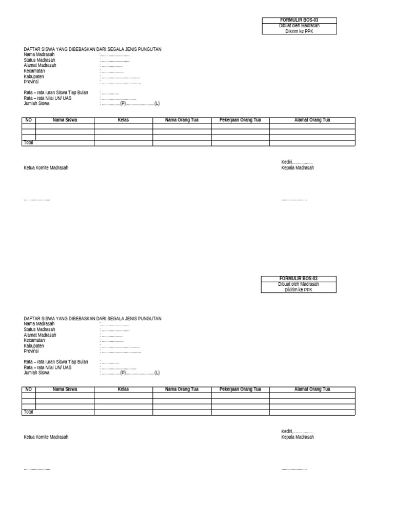 Formulir Bos 03 Pdf