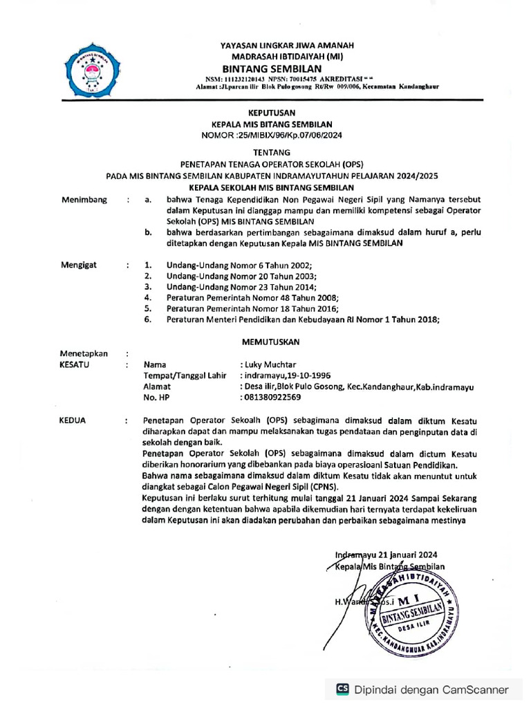 Sk Operator Sekolah Pdf