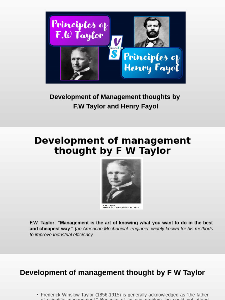 Taylor vs. Fayol: Management Theories Explained | PDF | Business ...