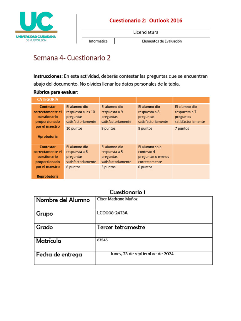2.-Cuestionario Outlook | PDF