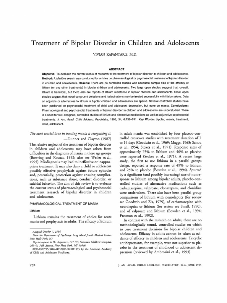 Treatment of Bipolar Disorder in | PDF