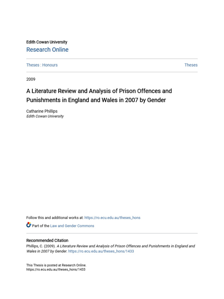 A Literature Review and Analysis of Prison Offences and Punishmen | PDF